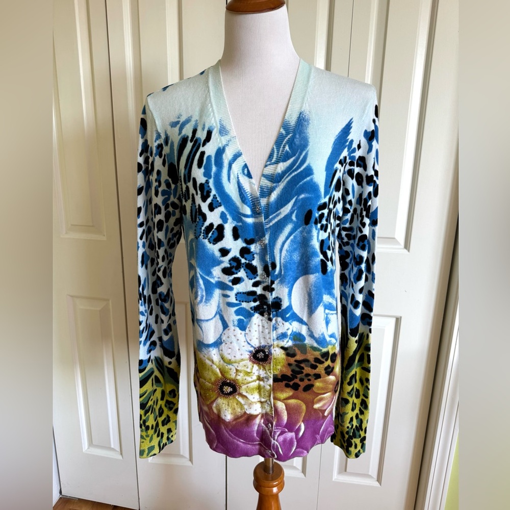 VERTIGO Multicolor Silk Blend Knit Cardigan M